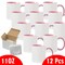 12 Pcs 11OZ Pink Inside & Handle Sublimation Mugs With Foam Support Boxes